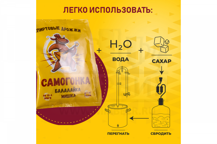 Спиртовые дрожжи "Самогонка Балалайка Мишка", 100 г