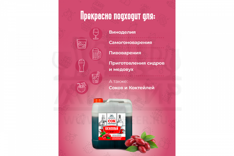 Концентрированный сок Домашняя Мануфактура "Кизиловый", 5 кг