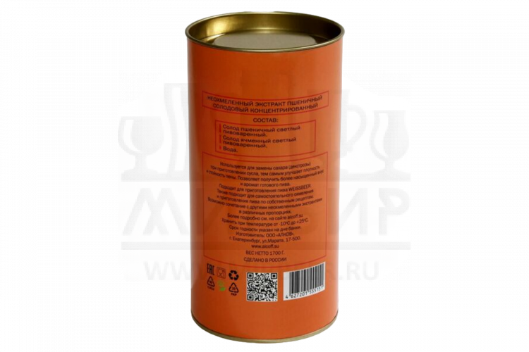 Неохмелённый экстракт ALCOFF "MALT EXTRACT WHEAT" пшеничный, 1.7 кг.