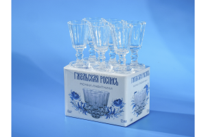 Подарочный набор рюмок-лафитников "ЛАФИТЕК" 12 мл "Гжель", 6 шт