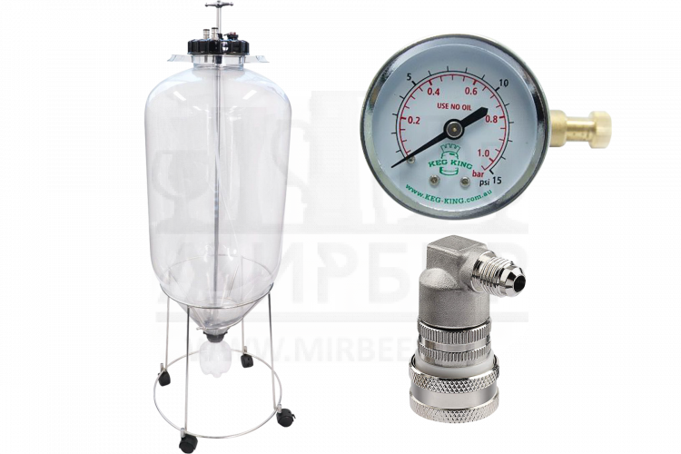 Комплект: ЦКТ Fermenter King, пластик, 60 л + манометр + фитинг газовый с резьбой