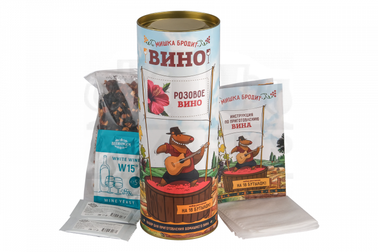 Набор для приготовления вина Мишка бродит "Розовое вино"