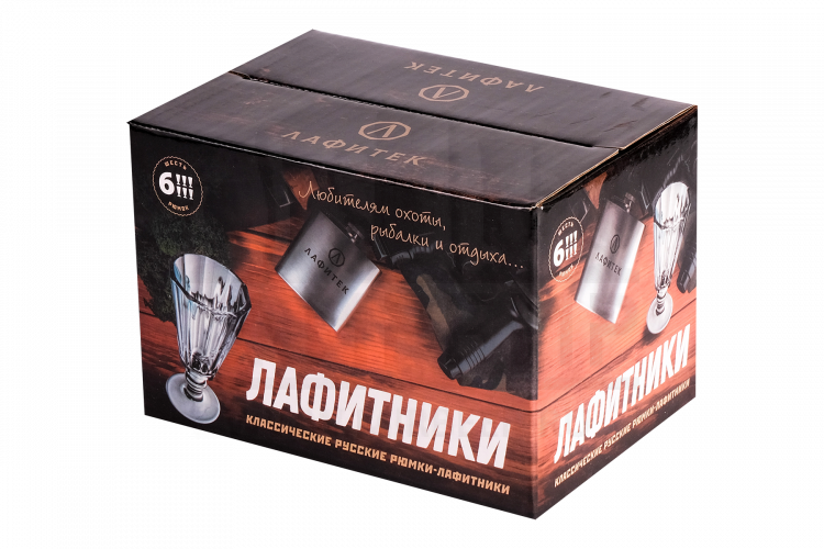 Подарочный набор из 6 рюмок-лафитников "ЛАФИТЕК" 35 мл "Охота и рыбалка"