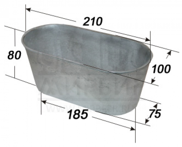 Форма для хлеба из алюминия "Л10б", 21*10*8 см