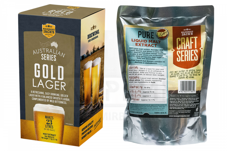 Комплект: Mangrove Jack's Brewer's Series "Gold Lager", 1,7 кг + Mangrove Jack's "Pure Light", 1,2 кг