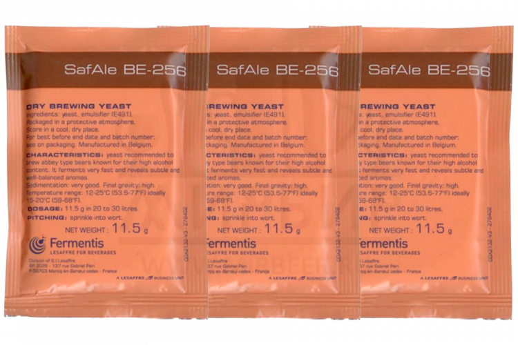 Комплект: Пивные дрожжи Fermentis "Safale BE-256", 11,5 г, 3 шт