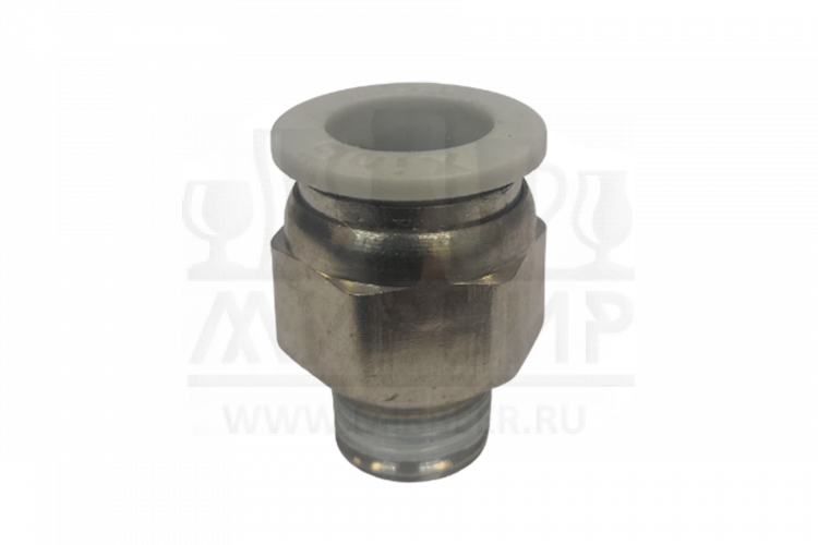 Фитинг 1/4" для пневмошланга 12*8 мм, наружная резьба, никель
