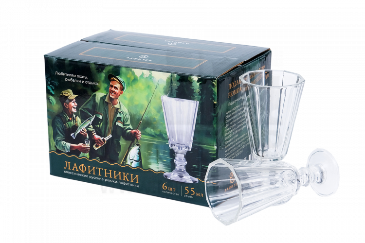 Подарочный набор рюмок-лафитников "ЛАФИТЕК" 55 мл "Для рыбалки", 6 шт