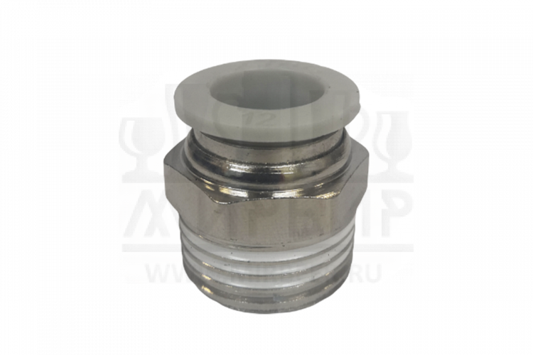Фитинг 1/2" для пневмошланга 12*8 мм, наружная резьба, никель