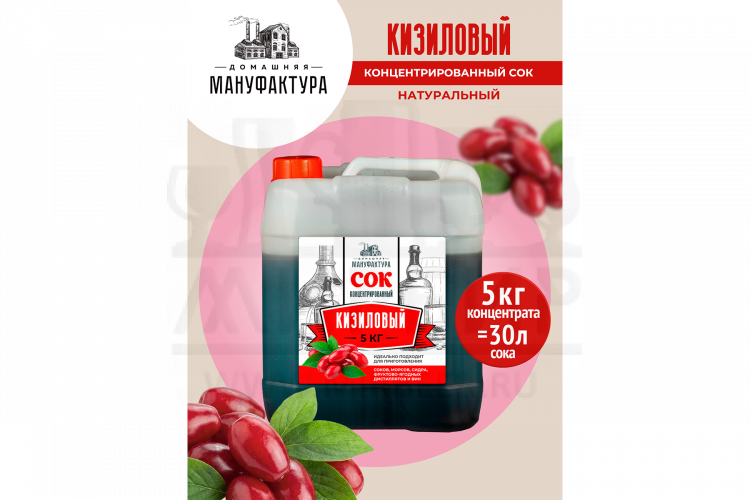 Концентрированный сок Домашняя Мануфактура "Кизиловый", 5 кг
