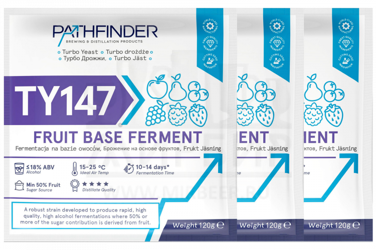 Комплект: Спиртовые дрожжи Pathfinder "Fruit Base Ferment", 120 г, 3 шт. 