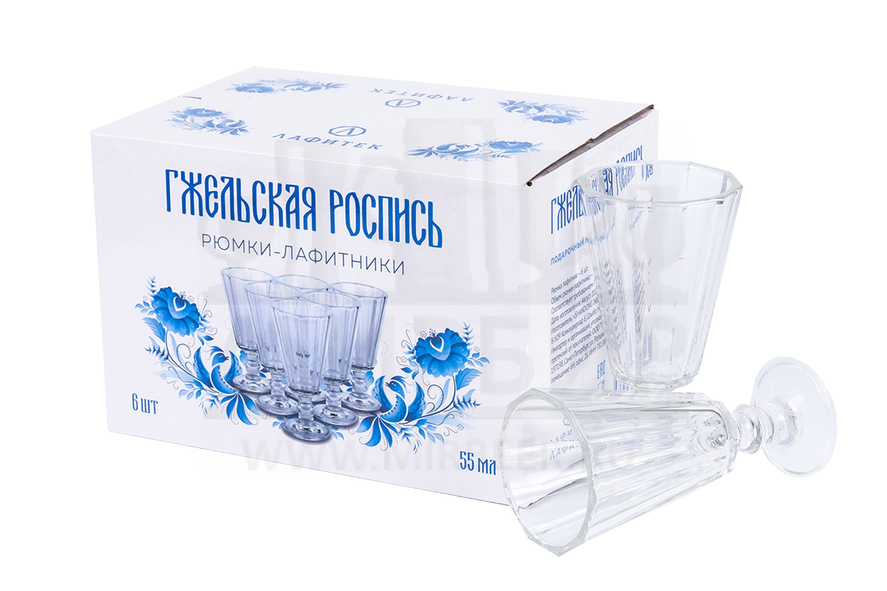 Подарочный набор рюмок-лафитников "ЛАФИТЕК" 55 мл "Гжель", 6 шт купить ...