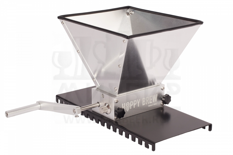 Двухвальцовая мельница/дробилка для солода Hoppy Brew с бункером и подставкой