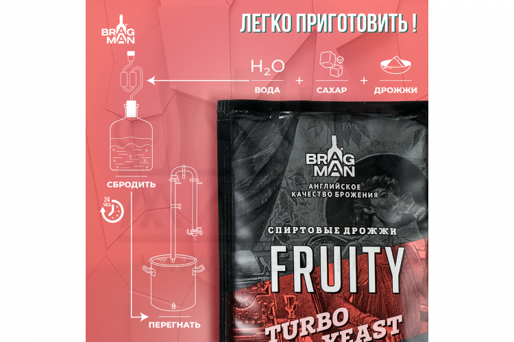 Спиртовые дрожжи Bragman "Fruity Turbo", 60 г